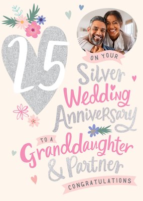 Granddaughter & Partner Photo Upload 25th Anniversary Card