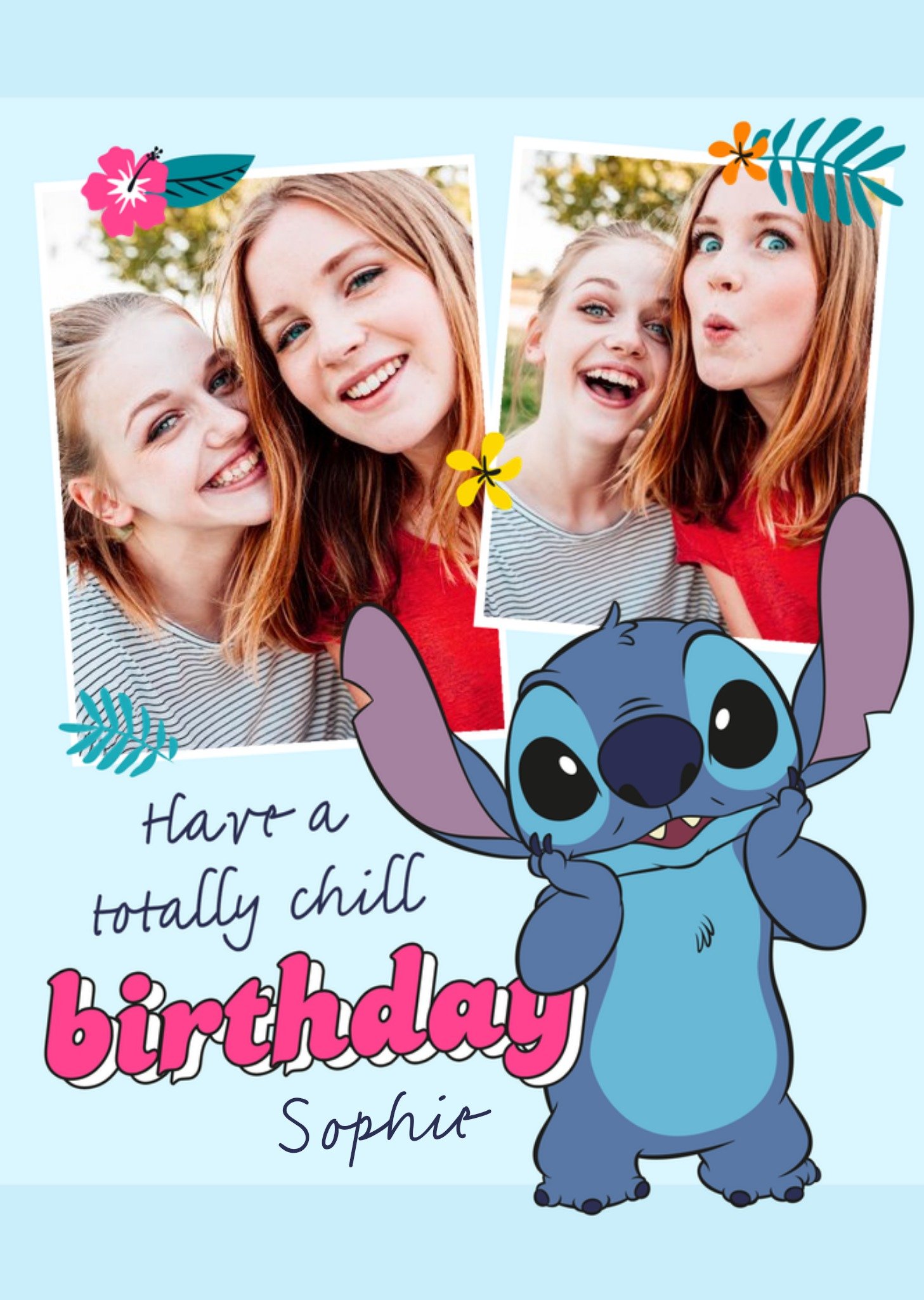 Disney Lilo And Stitch Photo Upload Totally Chill Birthday Card, Large