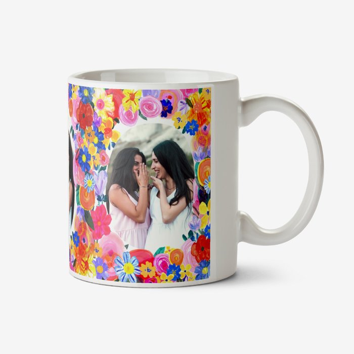 Katt Jones Hula Figg Three Oval Frames Hand Illustrated Flowers Photo Upload Mug