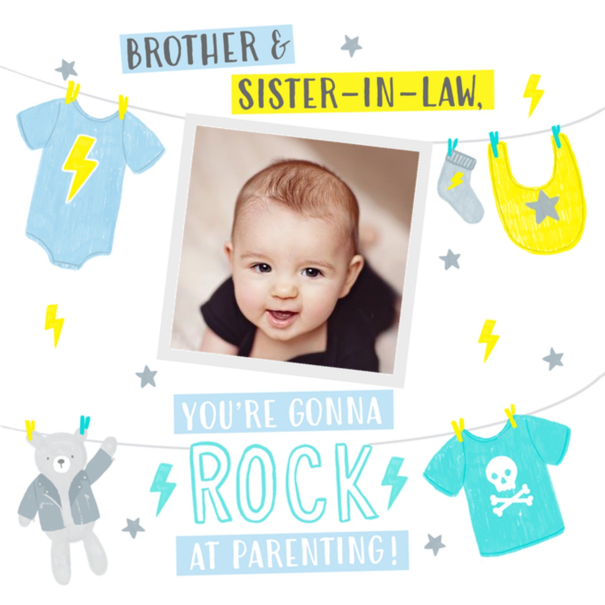 Moonpig Cute Rock And Roll New Baby Photo Upload Card