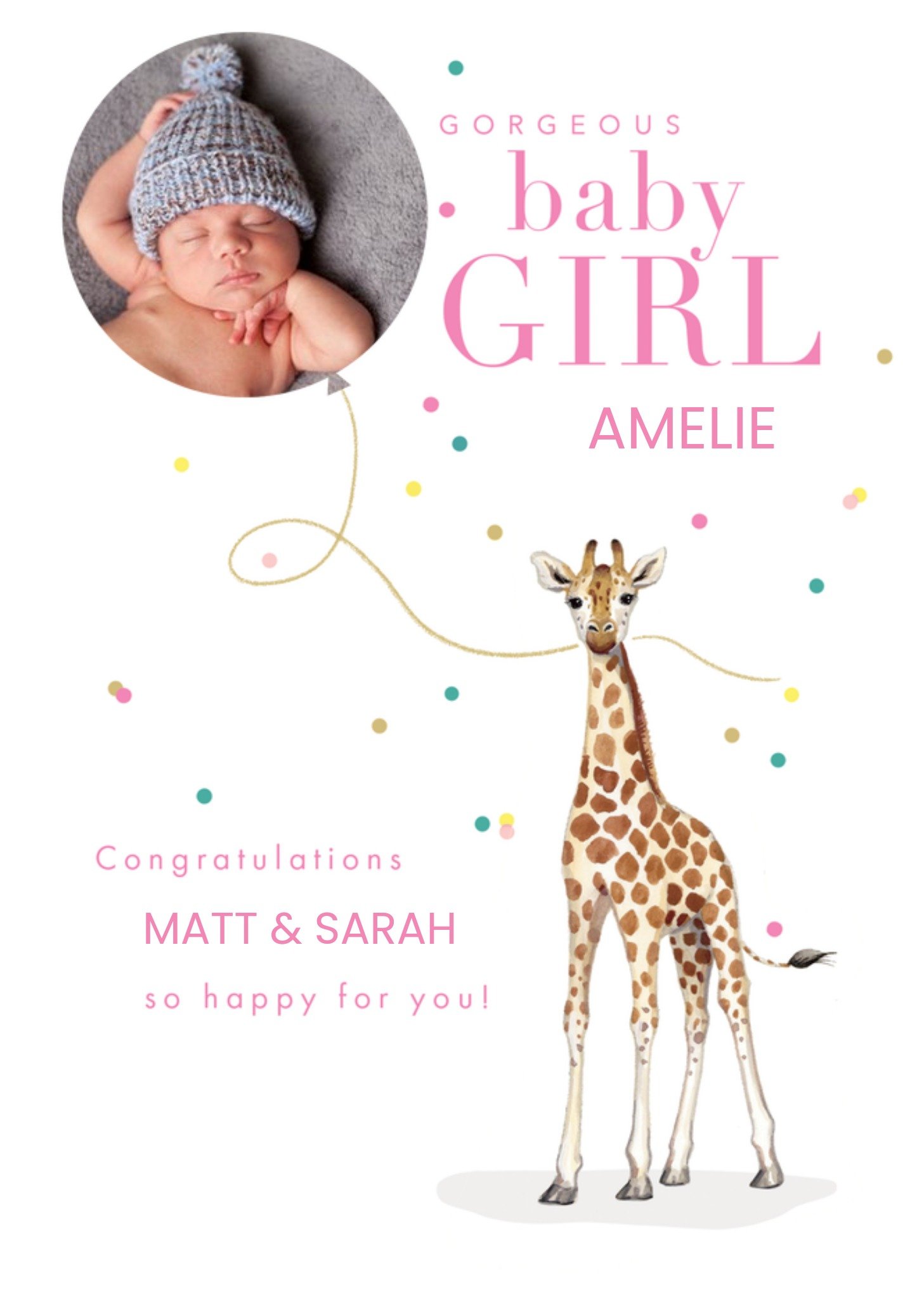 Moonpig Clintons Gorgeous Baby Girl Photo Upload Card
