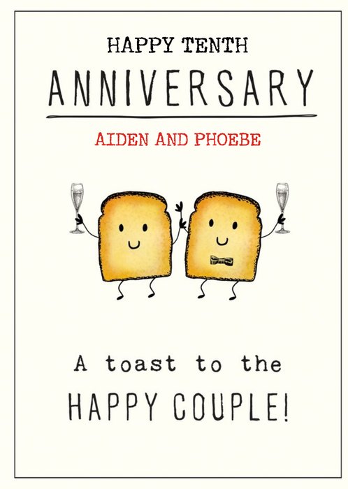 Cute Illustrative Champagne Toast Anniversary Pun Card