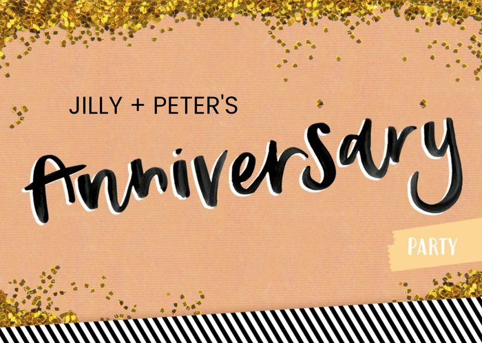 Gold Glitter Personalised Anniversary Party Invitation