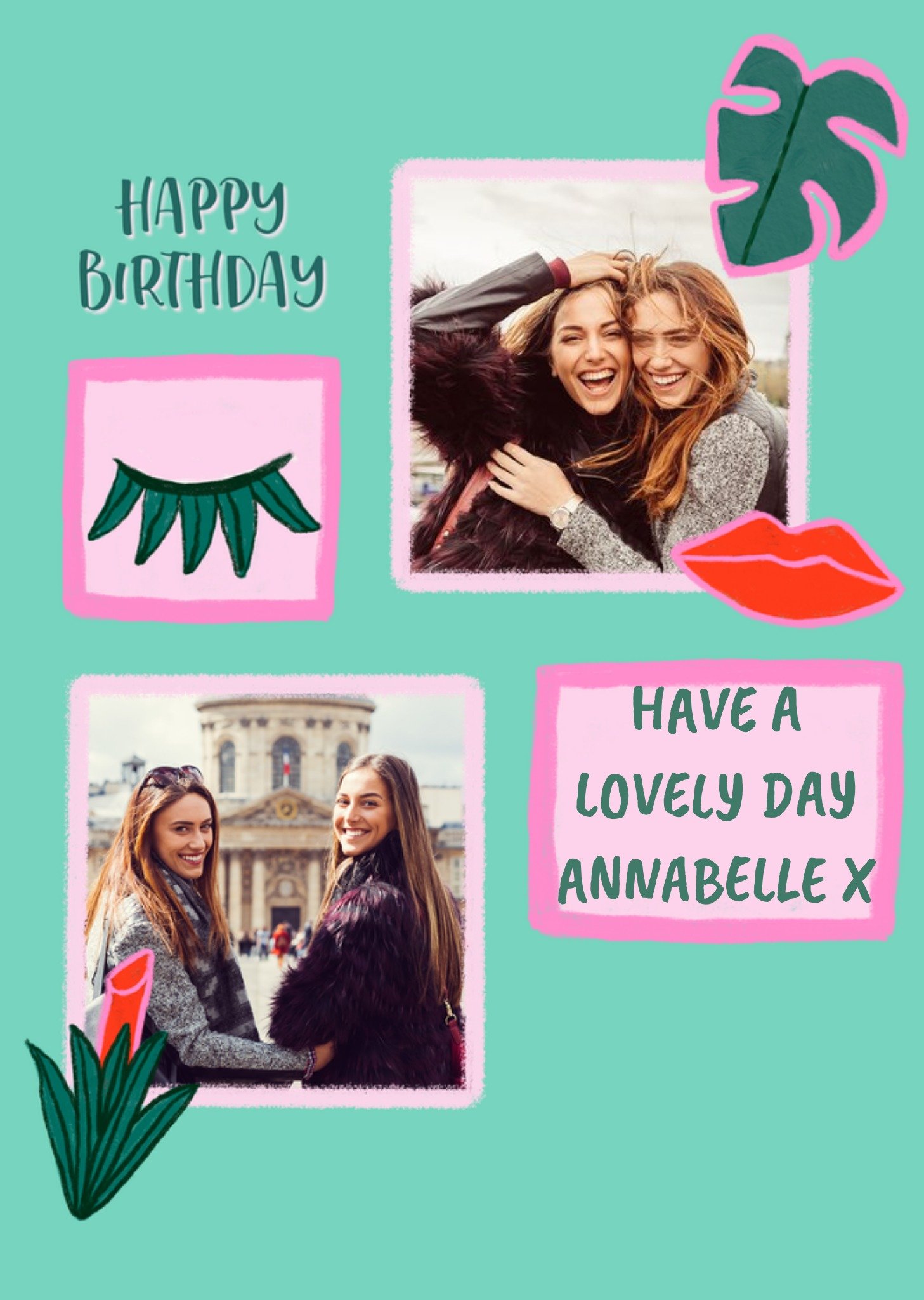 Moonpig Modern Photo Upload Tropical Personalised Birthday Card