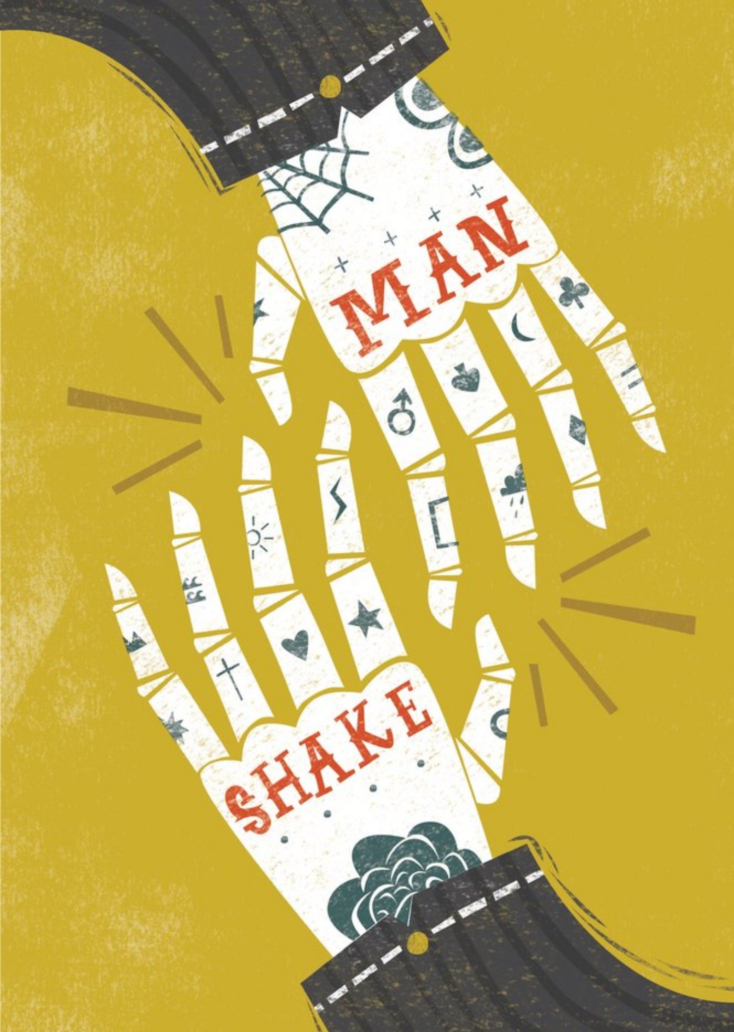 Moonpig Birthday Card - Male Birthday - Man Shake - Handshake - Skeleton