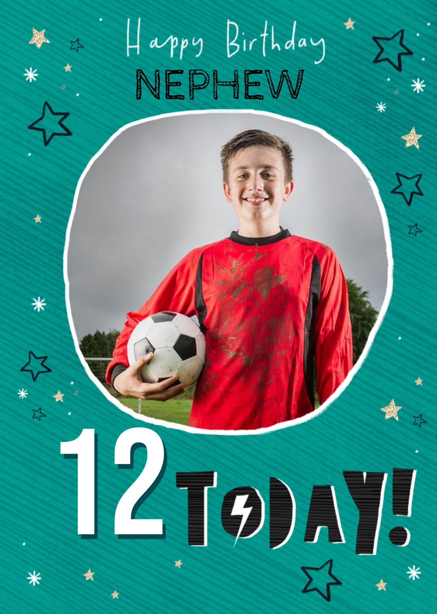 Moonpig Lightning Bolt Happy Birthday Today Personalise Age Photo Upload Card