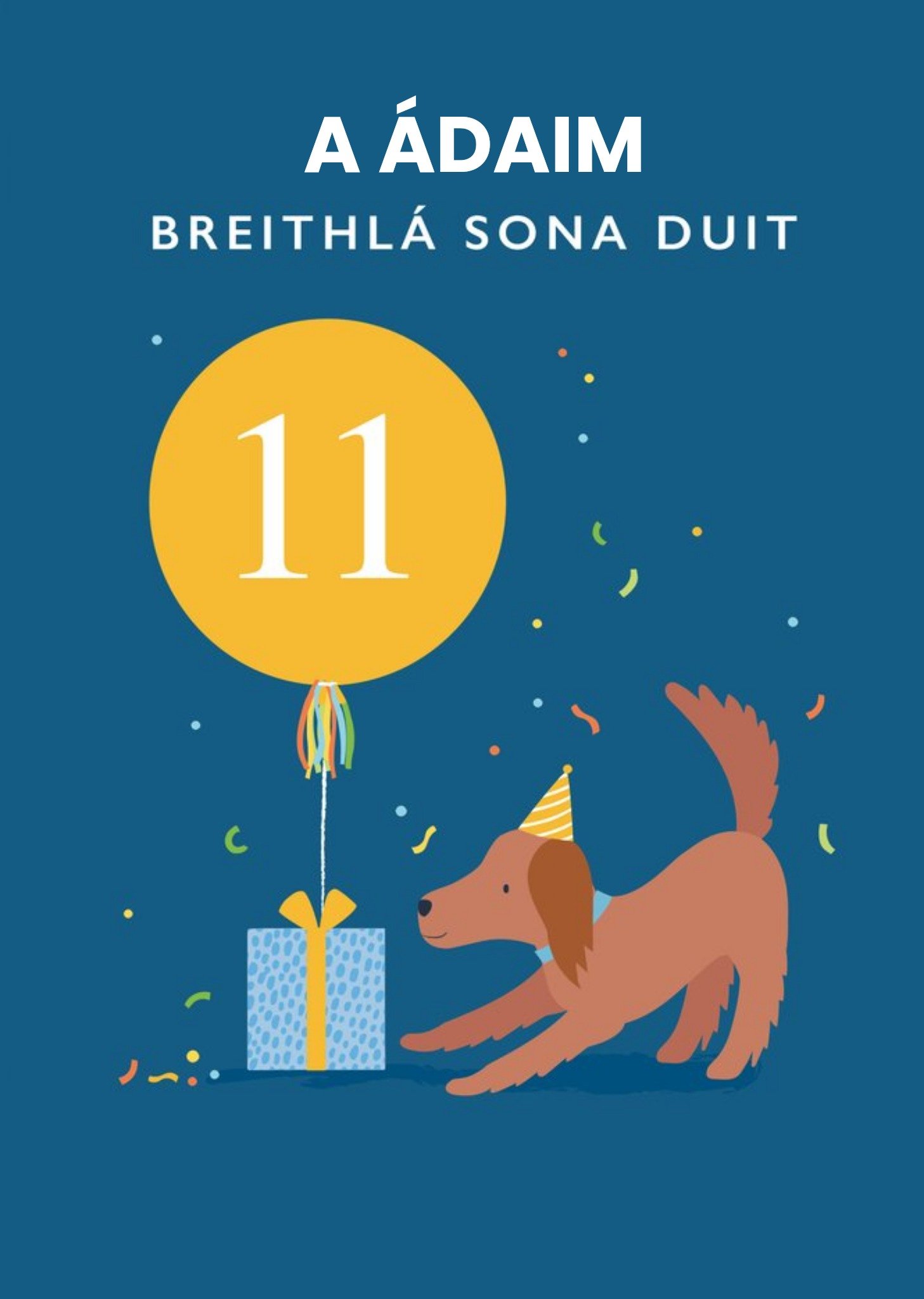 Moonpig Klara Hawkins Cute Illustrated Navy Party Dog 11Th Birthday Card