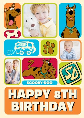 Scooby Doo Personalised Multi Photo Upload Happy 8th Birthday Card