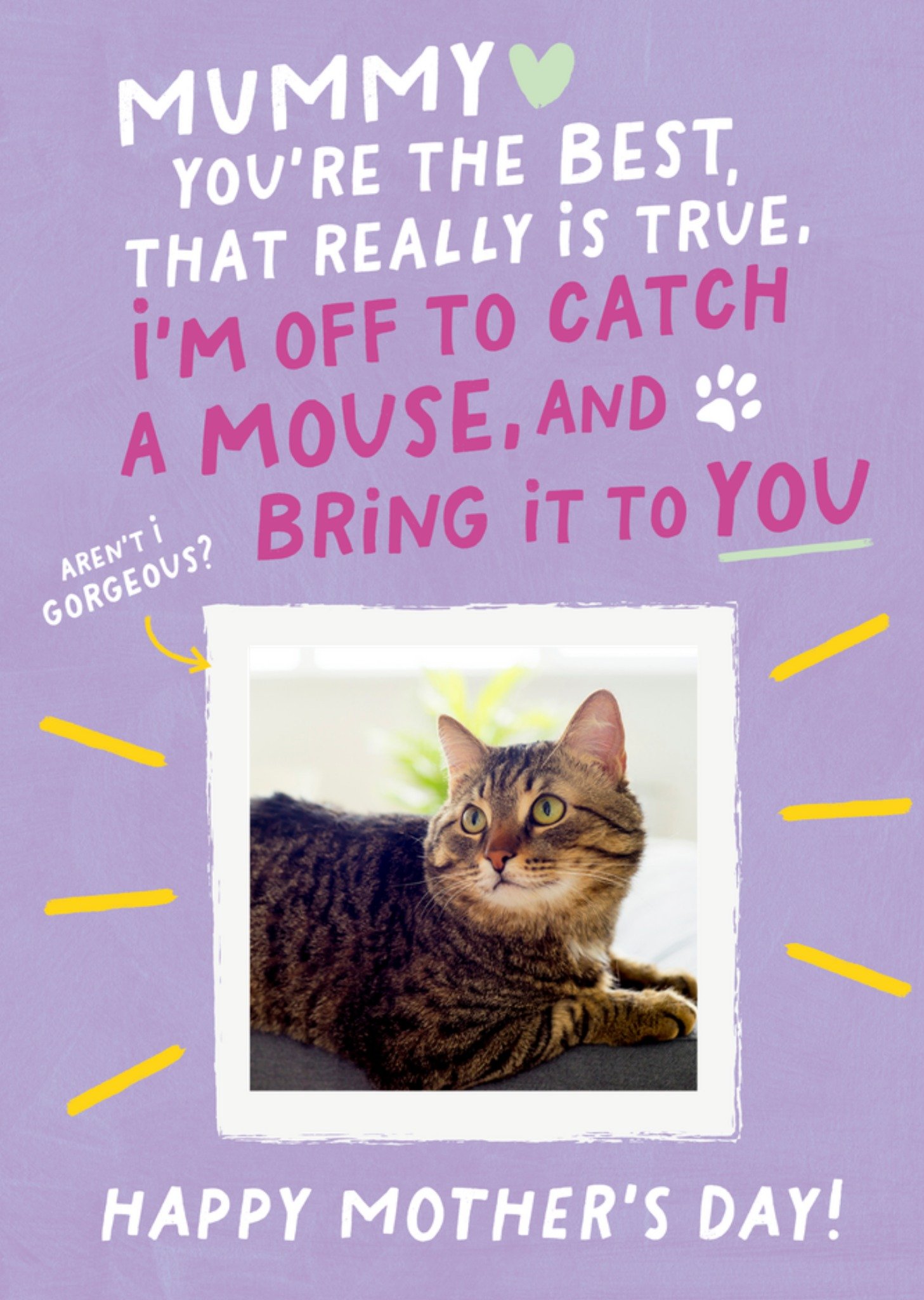 Moonpig From The Cat Catch A Present For You Mummy Photo Upload Mother's Day Card