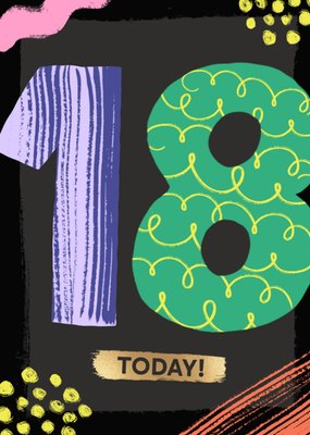 Bright & Bold Illustrated 18 Today Birthday Card