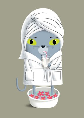 Modern Cute Illustration Pampered Cat Spa Card