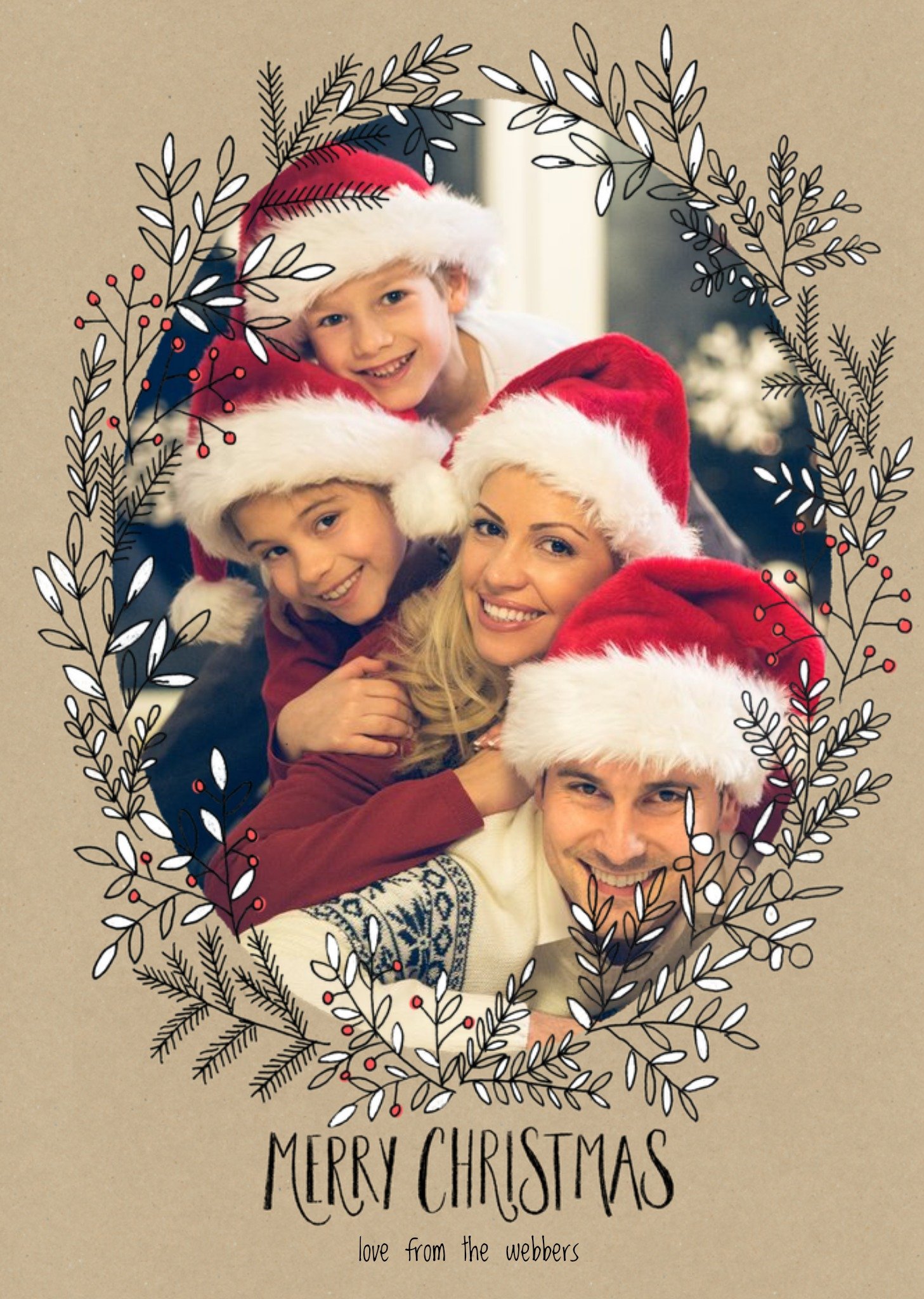 Moonpig Botany Merry Christmas Photo Upload Card