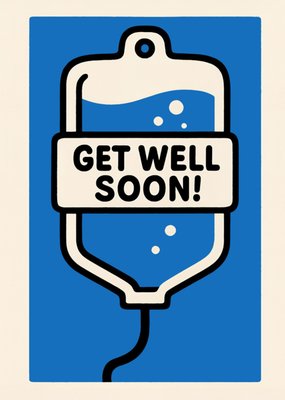 Get Well Soon IV Drip Illustrated Card
