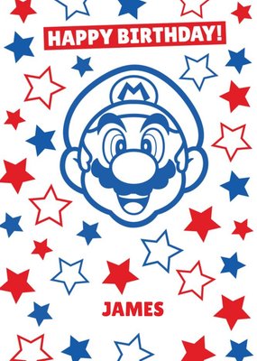 Super Mario Bros Starry Personalised Name Birthday Card