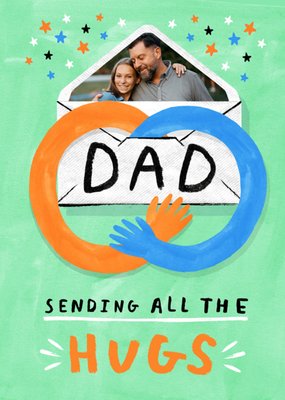 Dad Sending All The Hugs Illustrated Envelope Photo Upload Father’s Day Card
