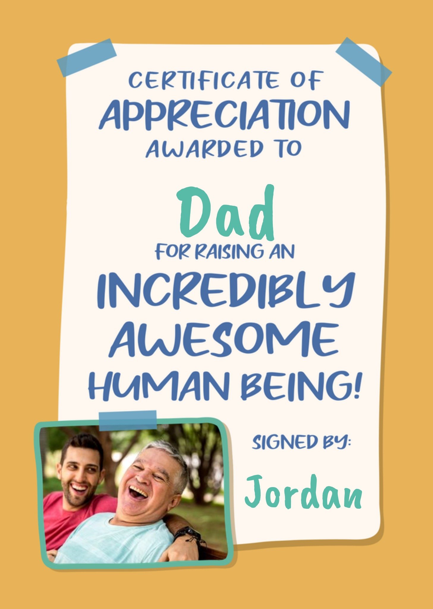 Moonpig The Funny Side Certificate Dad Fathers Day Card