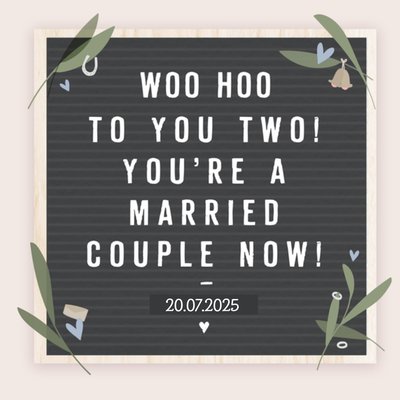 Woo Hoo To You Two You Are A Married Couple Now Wedding Congratulations Card