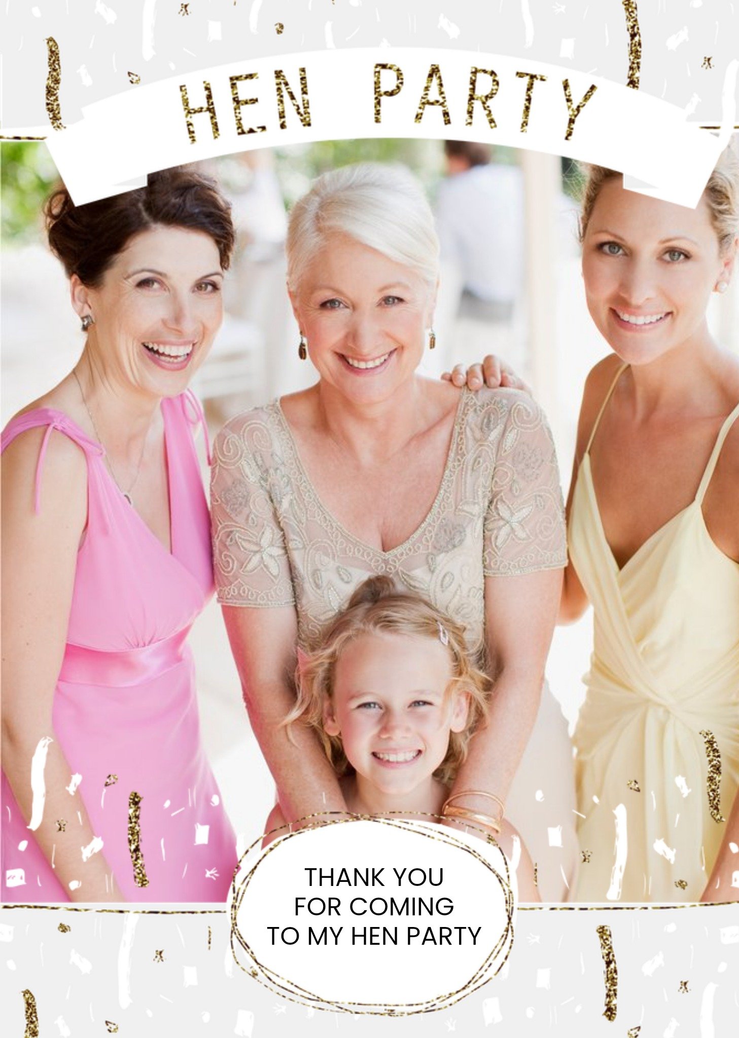 Moonpig Metallic Confetti Thank You For Coming To My Hen Party Photo Card