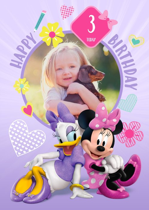 Disney 3Rd Birthday Round Photo Upload Card