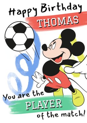 Disney Mickey Mouse Player Of The Match Birthday Card