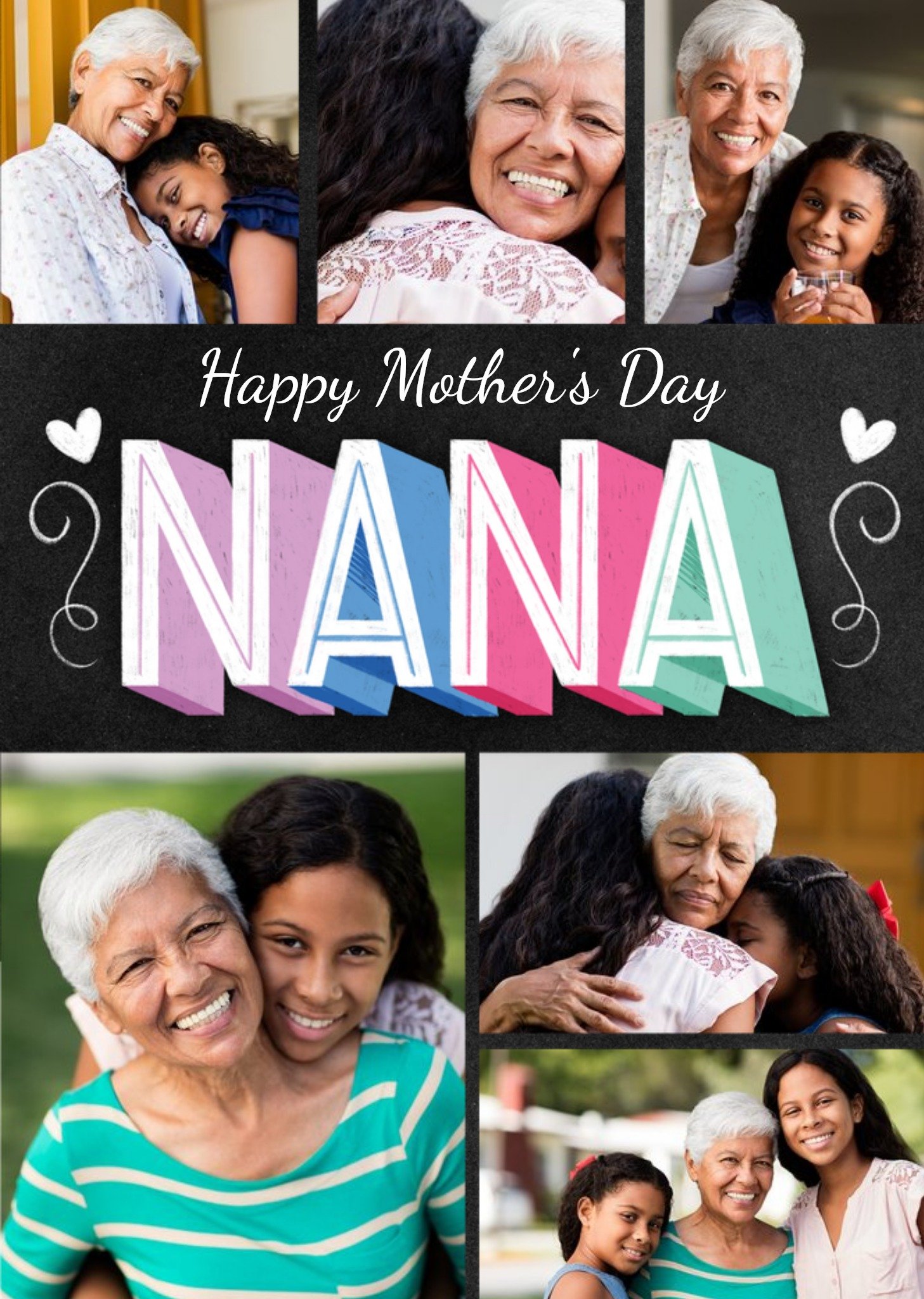 Moonpig Colourful Typographic Nana Mother's Day Photo Upload Card