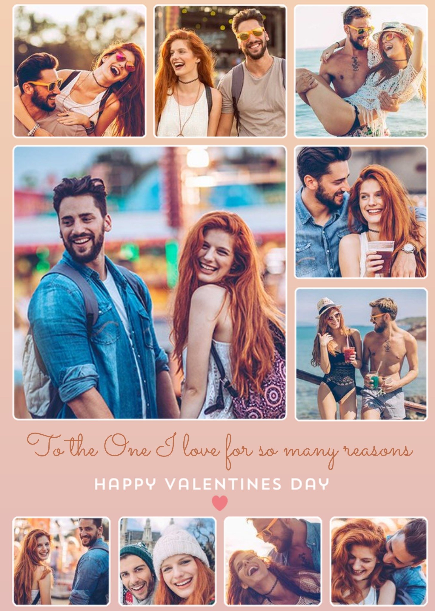 Moonpig Ten Photo Frames On A Light Pink Background Photo Upload Valentine's Day Card
