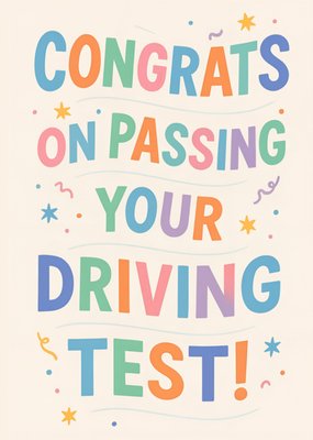 Congrats On Passing Your Driving Test Typography Card
