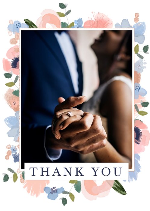 Flora Photo Upload Wedding Thank You Card