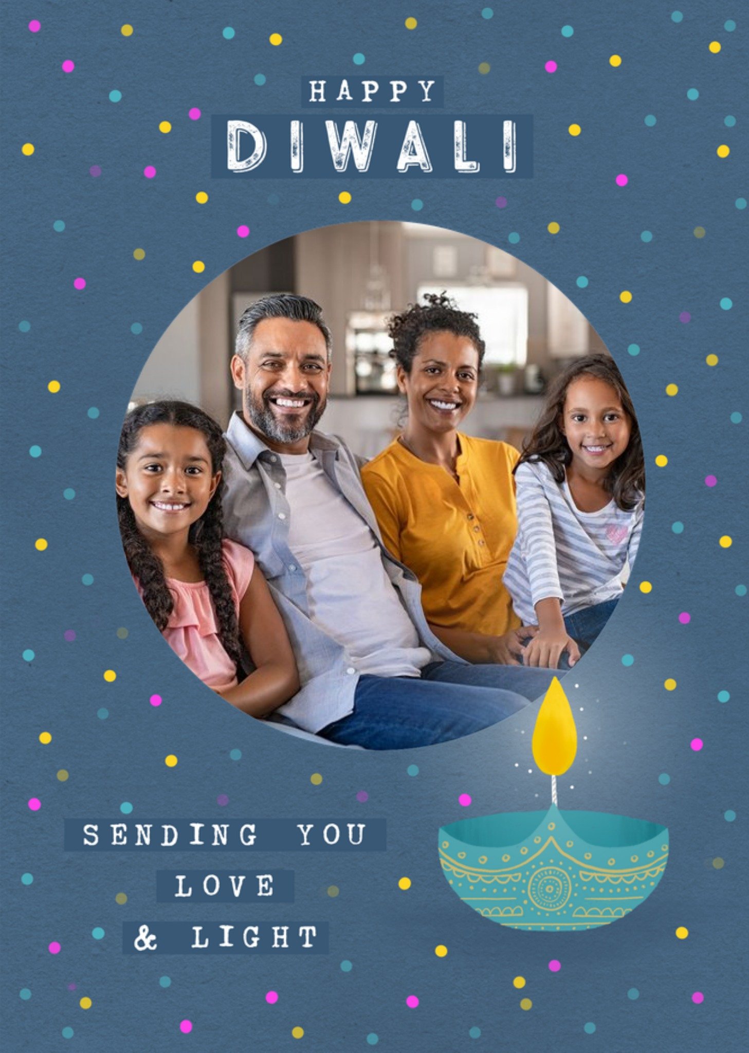 Moonpig Illustrated Diya Diwali Photo Upload Card