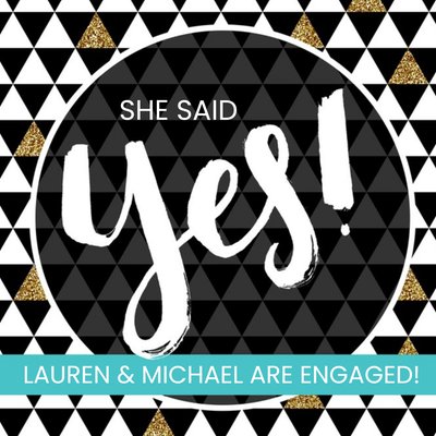 Geometric She Said Yes Personalised Engagement Card