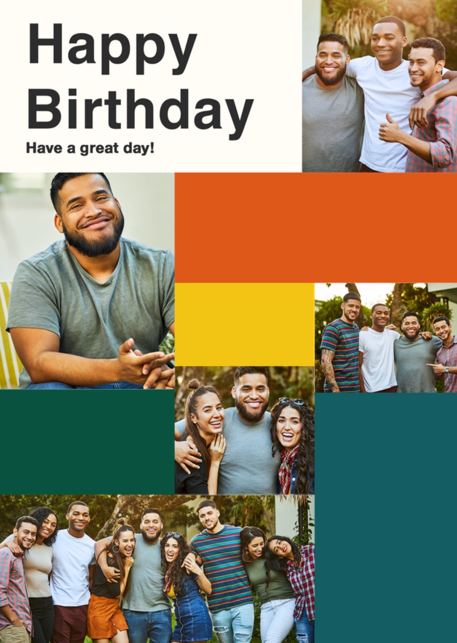 Moonpig Bold Have A Great Day Block Multi Colour Photo Upload Birthday Card