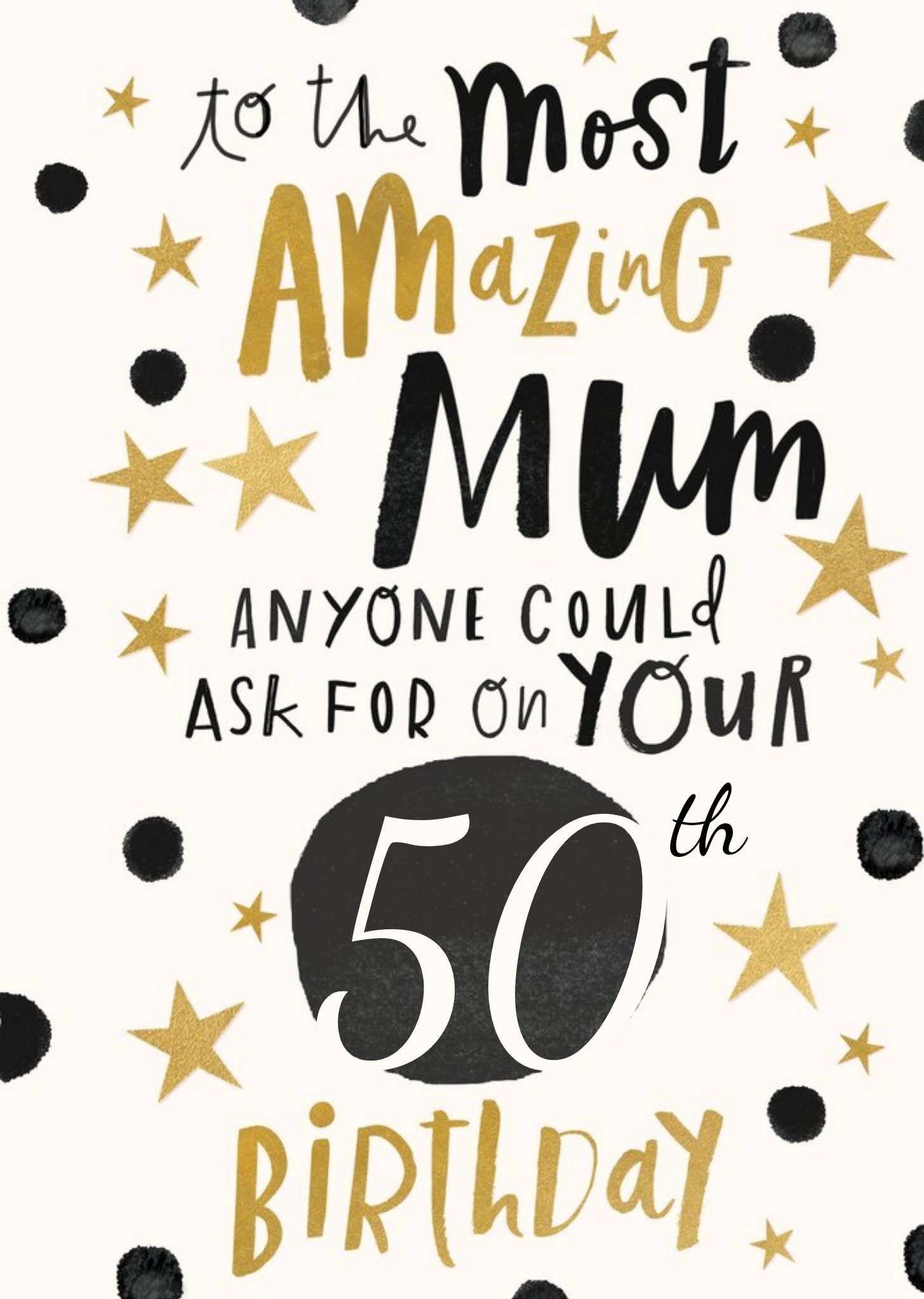 Moonpig Illustrative Black & Gold Amazing Mum Birthday Card