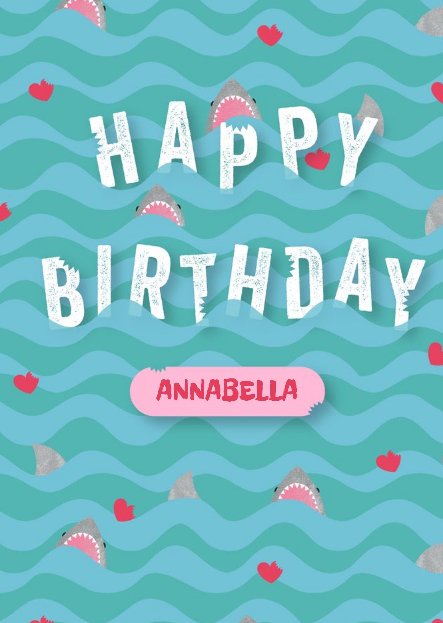 Moonpig Cute Illustrated Jaws Wavy Ocean Birthday Card
