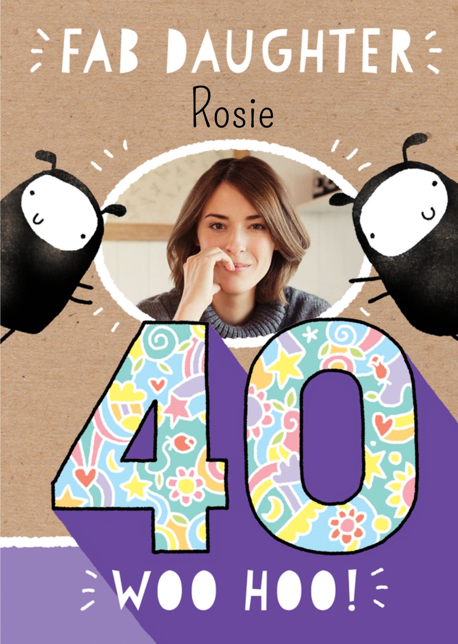 Moonpig Deeply Sheeply Fab Daughter 40 Woo Hoo Photo Upload Birthday Card