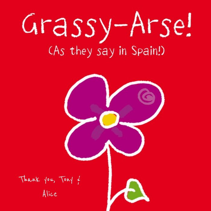 Grassy-Arse Personalised Thank You Card