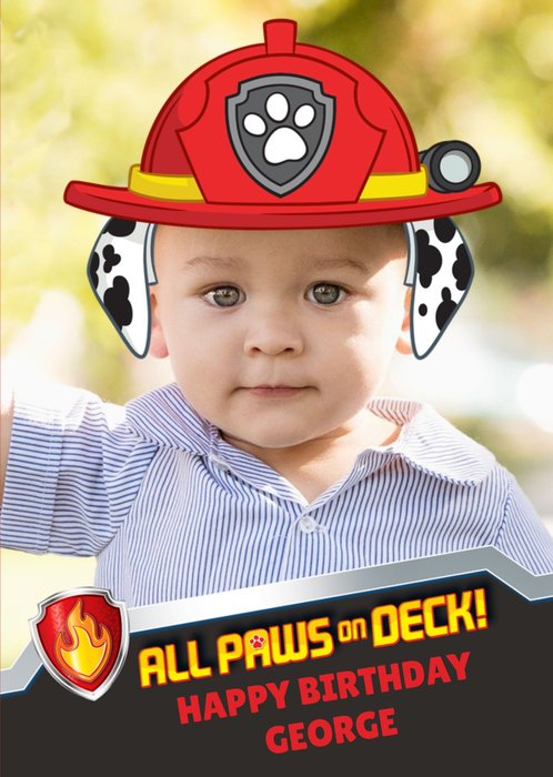 Paw Patrol Photo Upload Birthday Card All Paws on Deck!