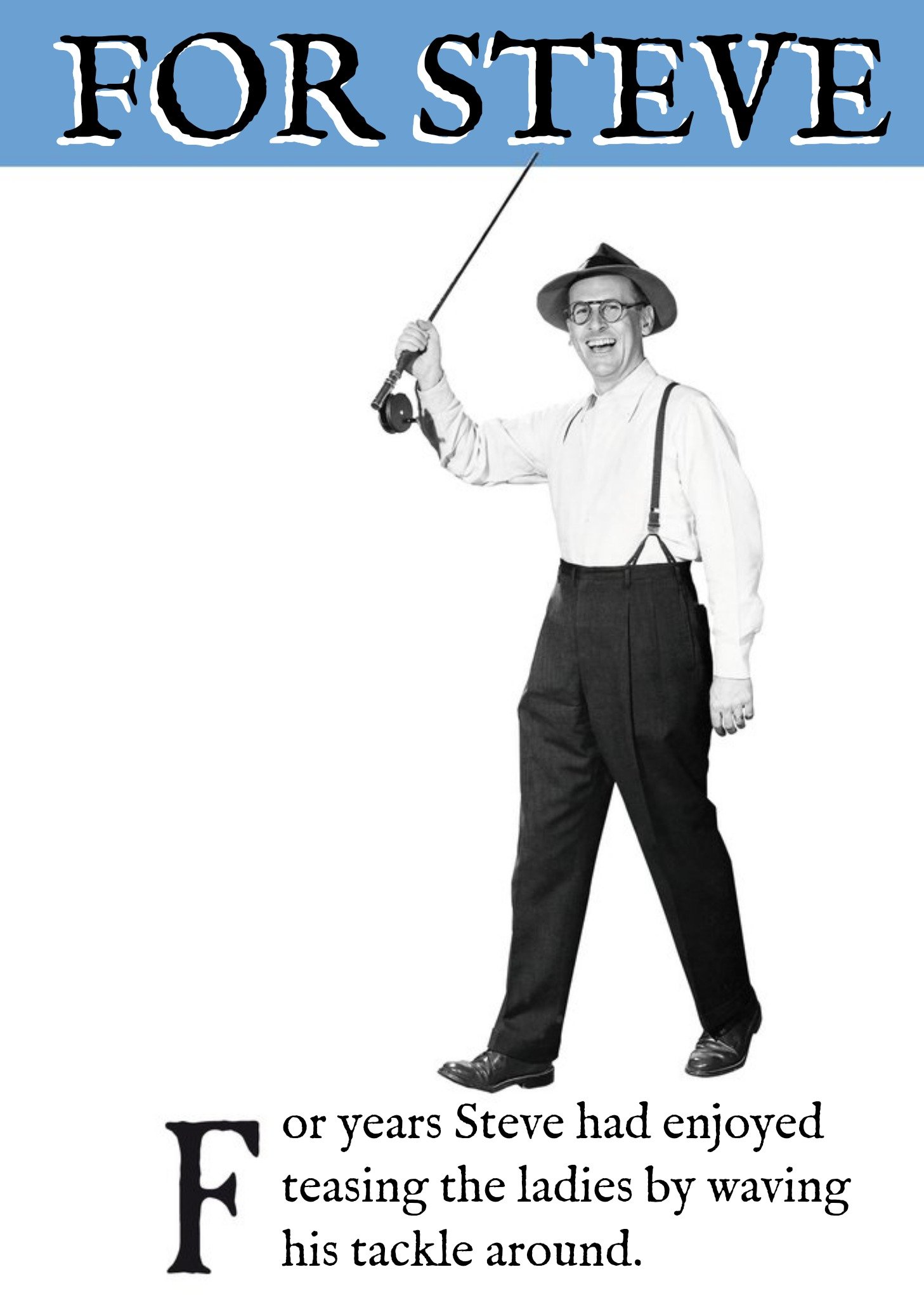 Moonpig Personalised Fly Fishing Waving His Kit Around Card