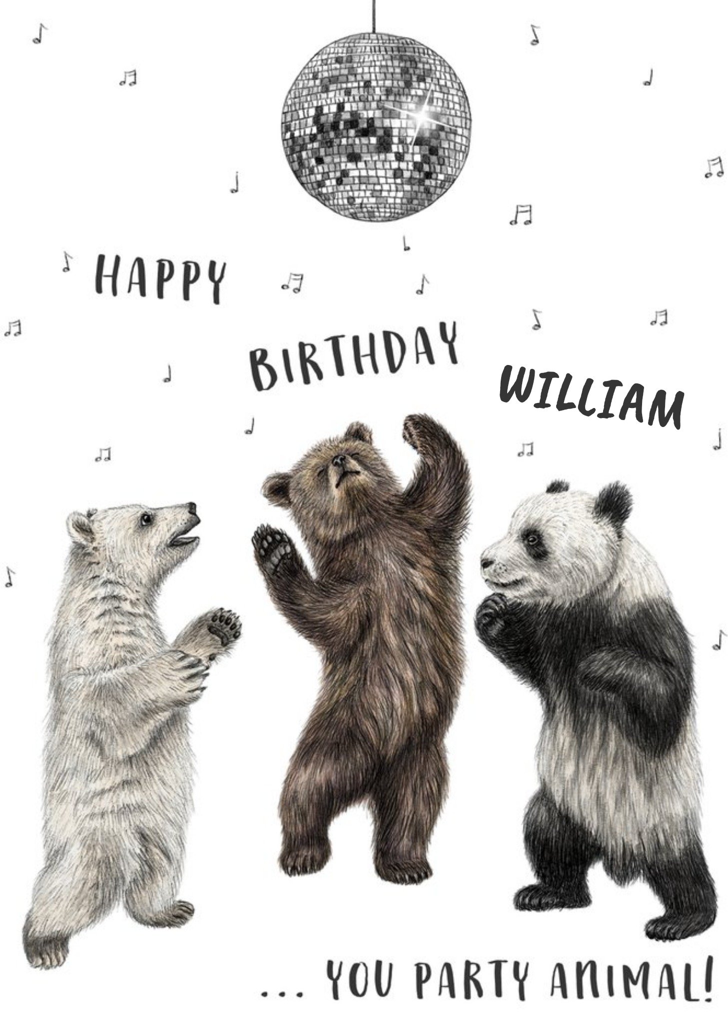 Moonpig Happy Birthday You Party Animal Dancing Bears Birthday Card