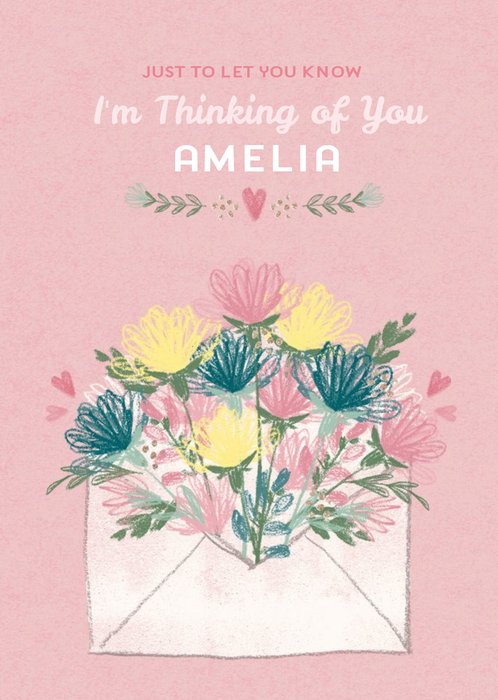 Colourful Garden Flowers Personalised Thinking Of You Card