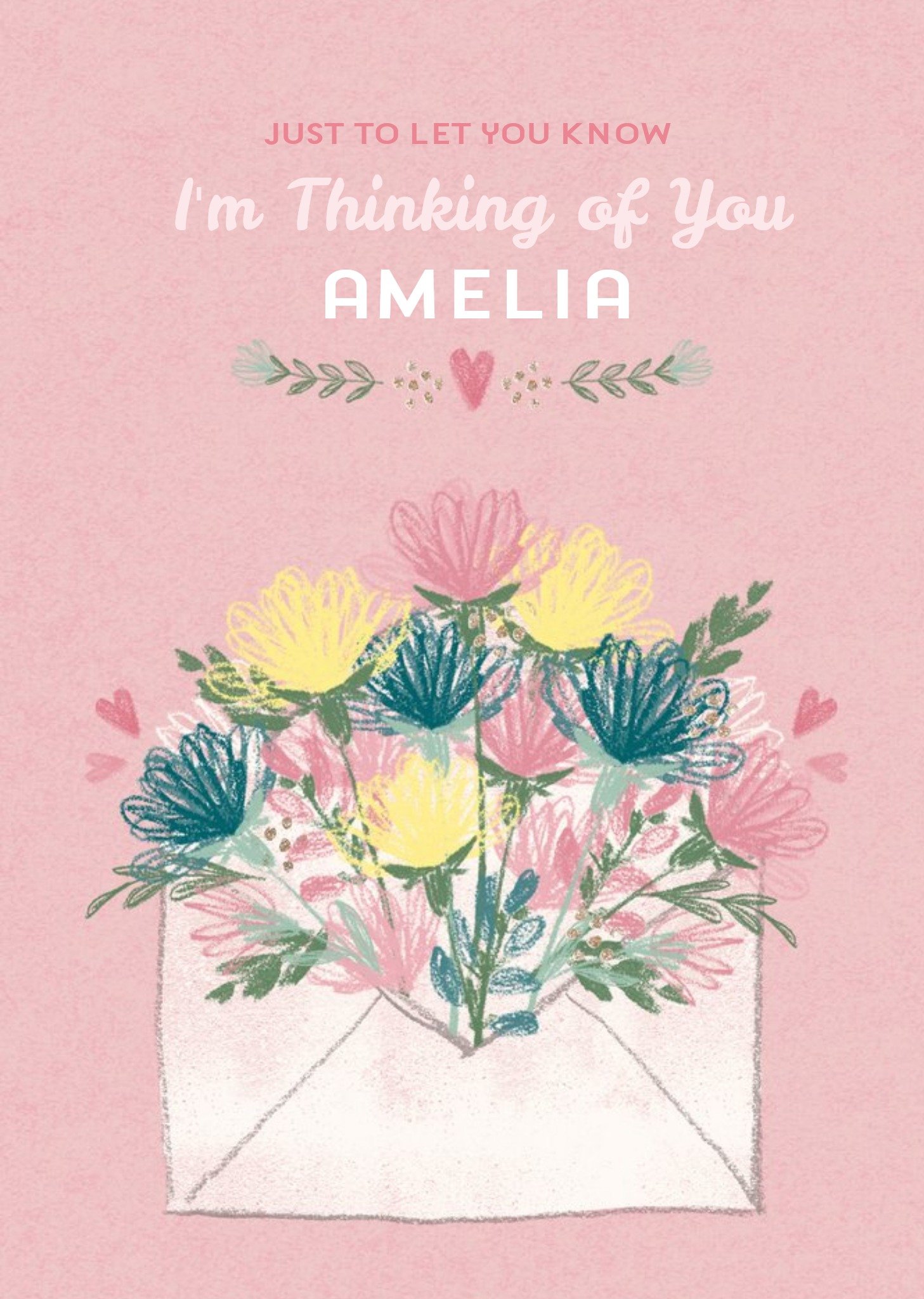 Moonpig Colourful Garden Flowers Personalised Thinking Of You Card
