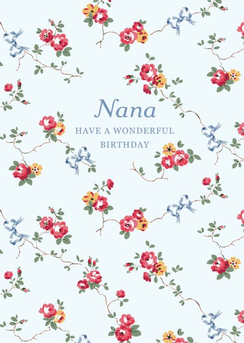 Cath Kidston Nana Have A Wonderful Birthday Floral Illustrated Birthday Card 