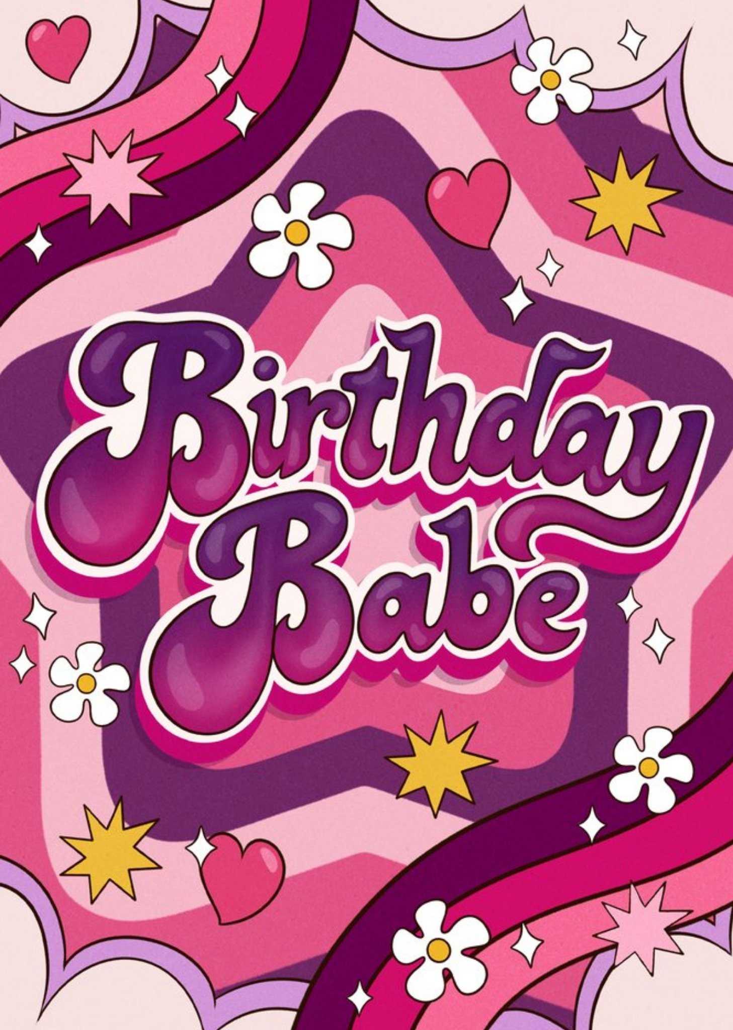 Moonpig 70S Inspired Retro Patterned Birthday Babe Card
