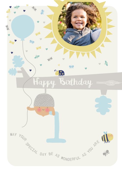 1st birthday photo upload card