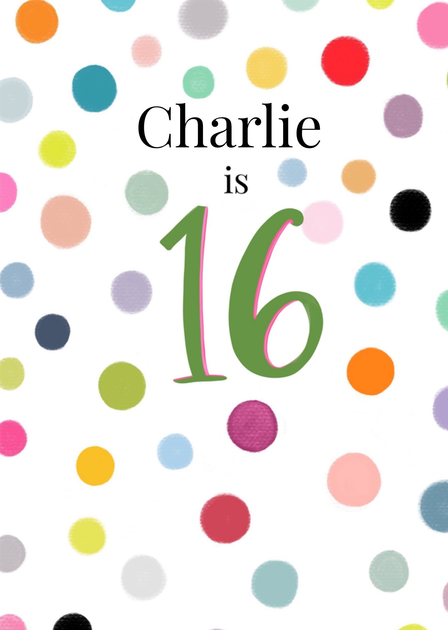 Moonpig 16 Today Colourful Dots Birthday Card