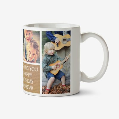 Happy Birthday Brown Paper Photo Upload Mug