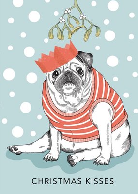 Modern Cute Illustration Christmas Kisses Christmas Card