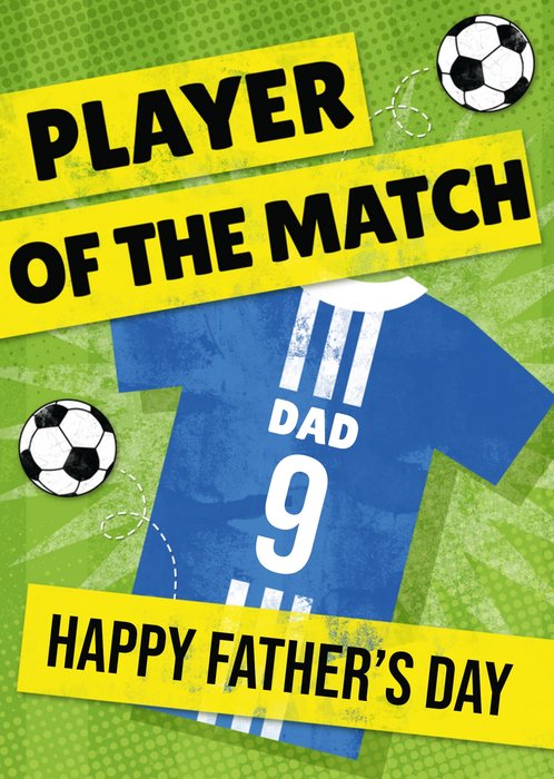 Player Of The Match Happy Father's Day Blue Football Kit Card