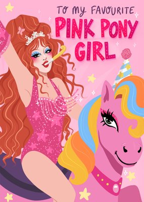 Pink Pony Girl Birthday Card