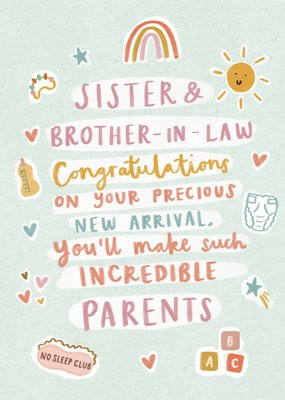 Sister & Brother In Law You'll Make Such Incredible Parents New Baby Card