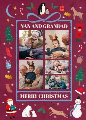Traditional hand-painted Festive Illustrations Photo Upload Nan And Grandad Christmas Card